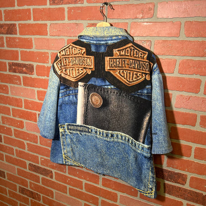 Trevs1of1 2003 Custom Harley Davidson Denim Jean Towel Zip Up Polo