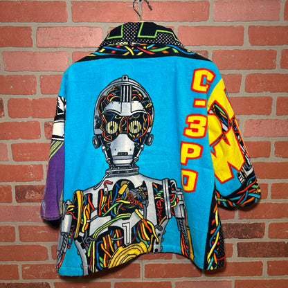 Trevs1of1 Custom 1996 Star Wars Storm Trooper/CP30 Multi-Color Zip Up Polo