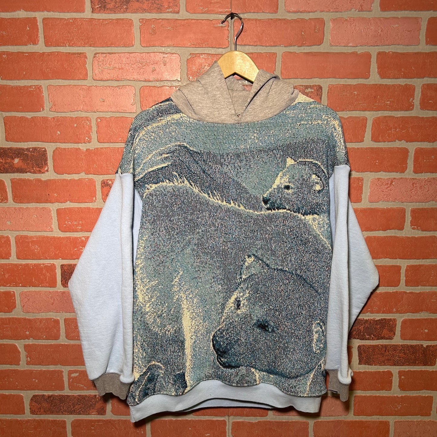 Trevs1of1 Custom 1990's Coca Cola Polar Bears Blue/Grey Tapestry Hoodie