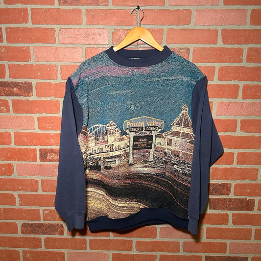 Trevs1of1 Custom 1990's Old School Prim Nevada Blue Multi-Color Crewneck
