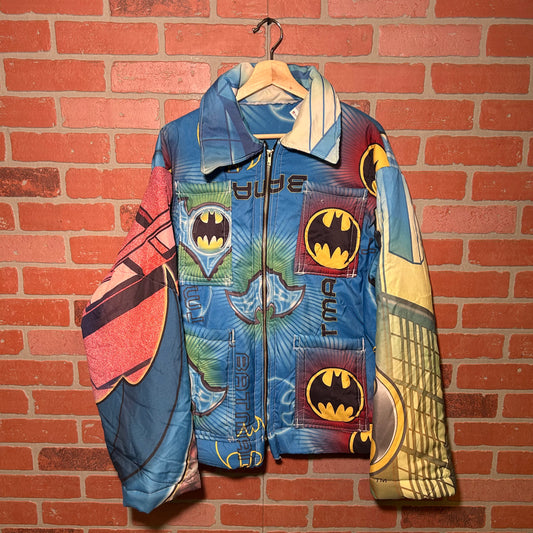 Trevs1of1 Custom 2000's Batman 4 Pocket Full Zip Up Comforter Jacket