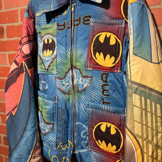 Trevs1of1 Custom 2000's Batman 4 Pocket Full Zip Up Comforter Jacket