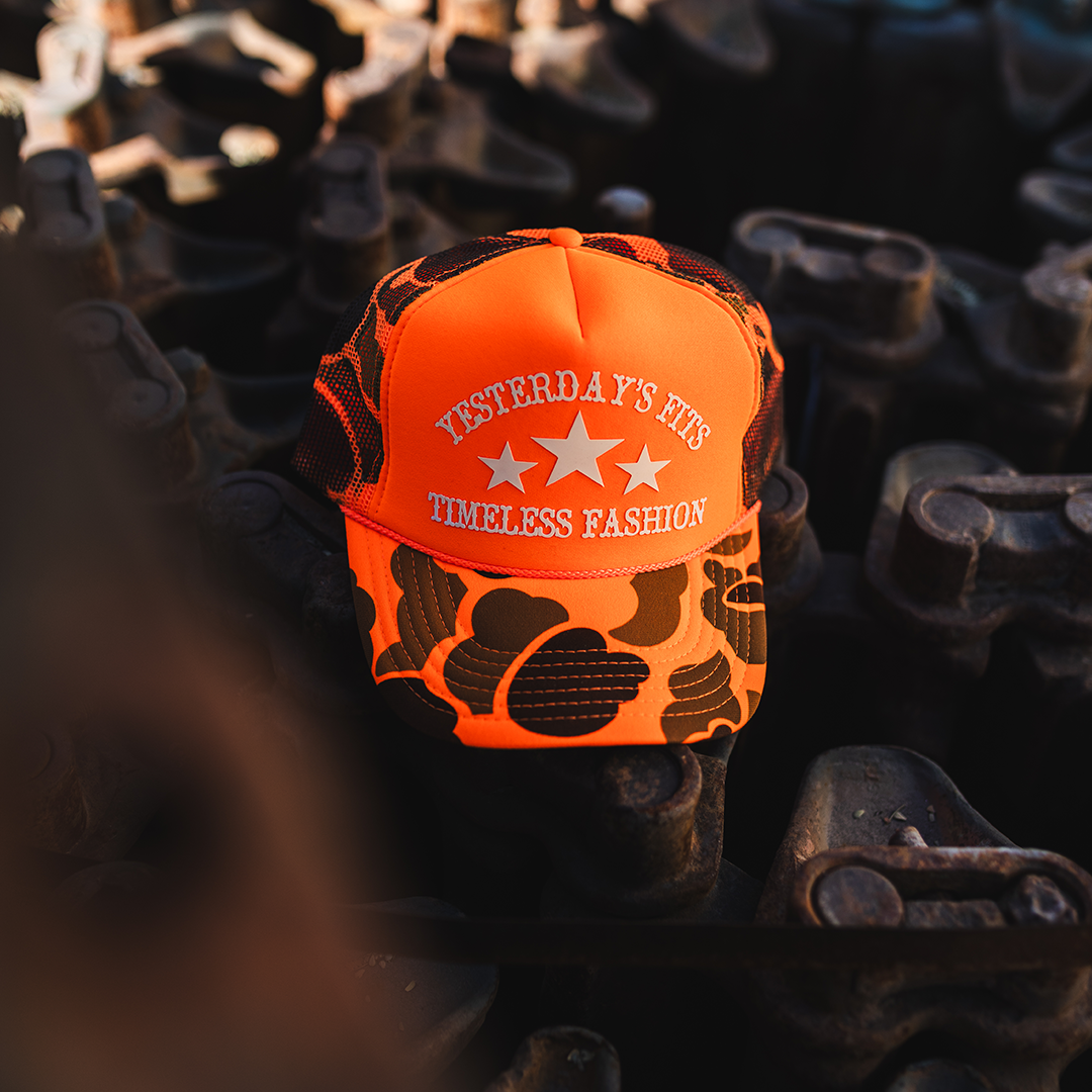 Yesterday's Fits Timeless Fashion Orange Trucker Hat