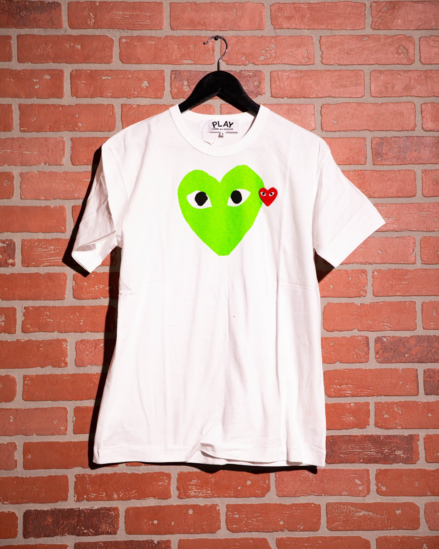 DS CDG Play Green Heart White Tee