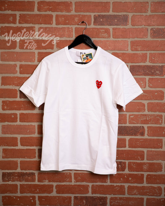 DS CDG Play Stacked Hearts White Tee