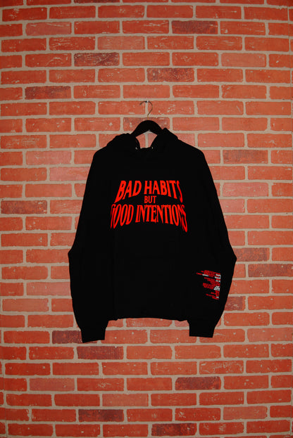 DS VLONE X NAV Bad Habits but Good Intentions Black Cropped Hoodie