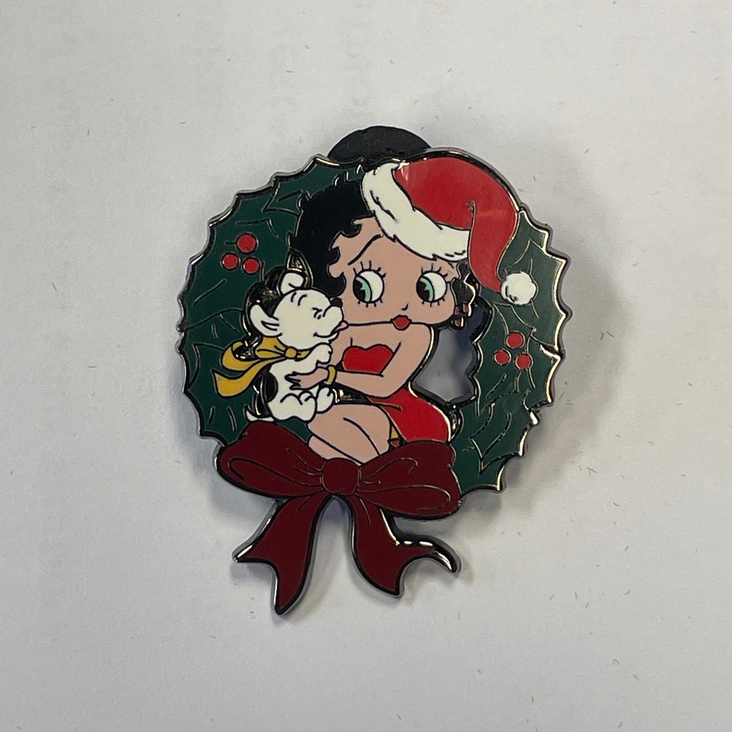 Vintage Betty Boop Christmas Wreath Pin